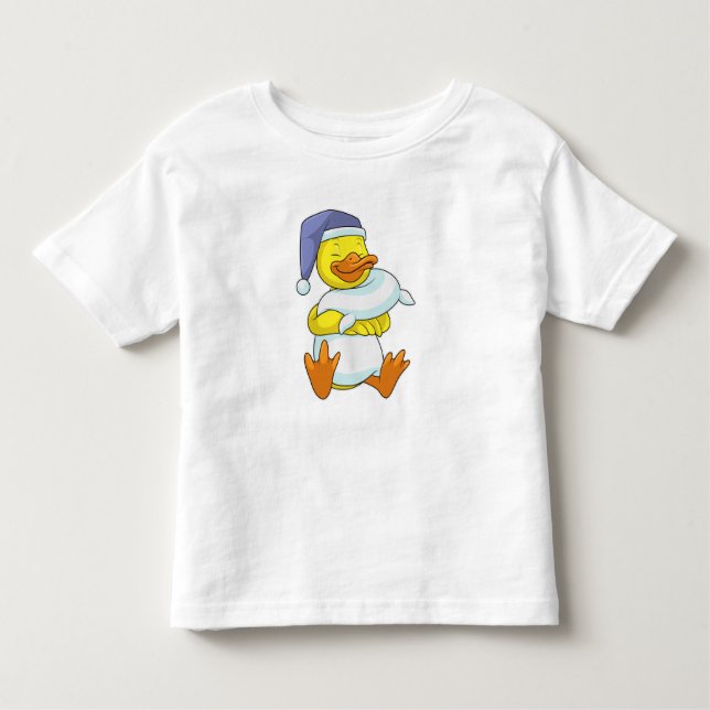 Ente beim Schlafen mit Nachtkappe Kleinkind T-shirt (Vorderseite)