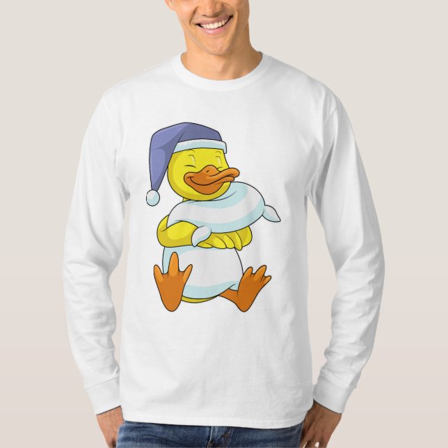 Ente beim Schlafen mit Nachtkappe T-Shirt (Vorderseite)