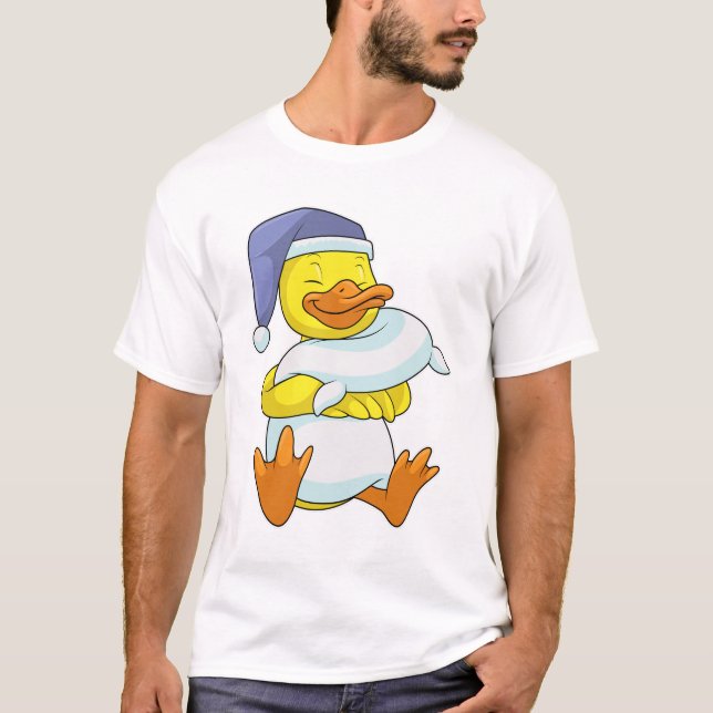 Ente beim Schlafen mit Nachtkappe T-Shirt (Vorderseite)