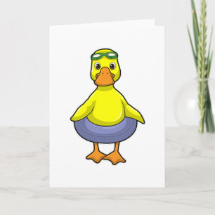 Ente beim Schwimmen mit Schwimmring Karte