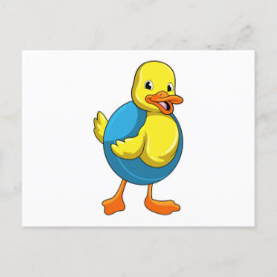 Ente beim Schwimmen mit Schwimmring Postkarte