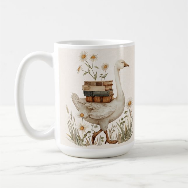 Ente, Buch & Blumen Tasse | Individueller Text Ges (Links)