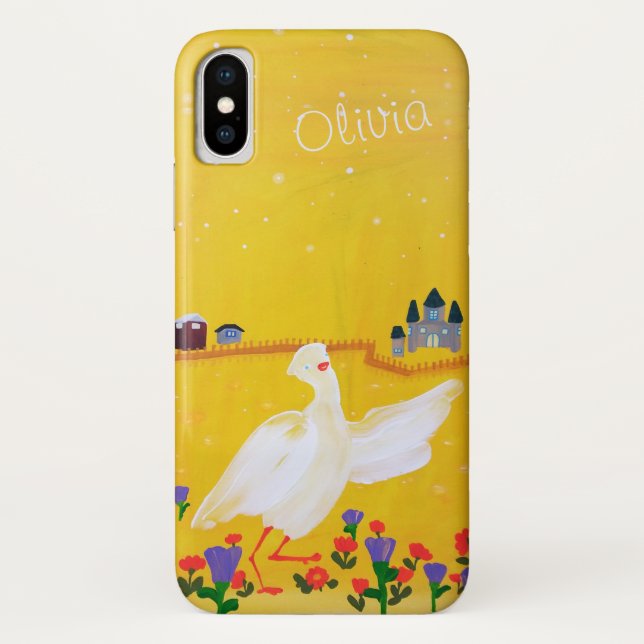Ente, Burg und Blume Akryllische Malerei Case-Mate iPhone Hülle (Rückseite)