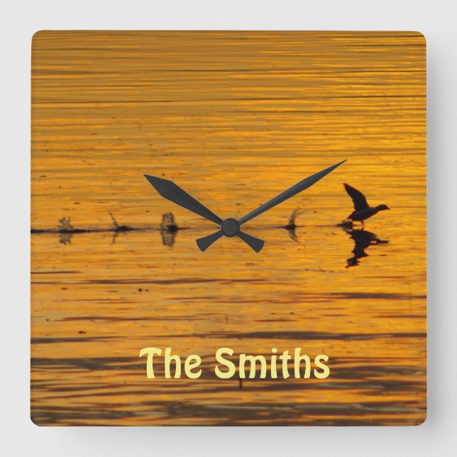 Ente, die durch die Uhr der Zeitmauer fliegen (Vorderseite)