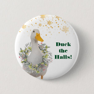 Ente die Hallen Weiße Weihnachtsente Ente Button