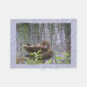  Ente, die sich unter den Schilf aufhält Fleecedecke