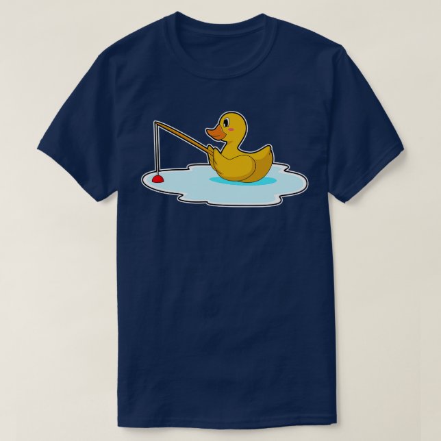Ente Fisher Angelrute T-Shirt (Design vorne)