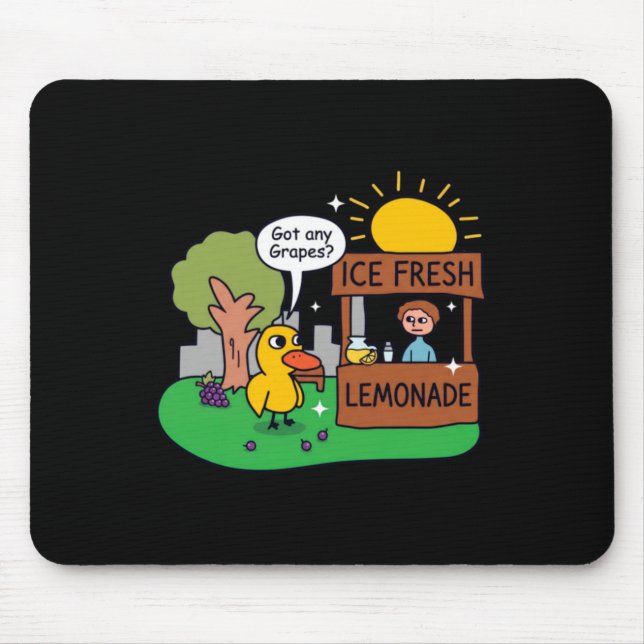 Ente fragt nach Trauben an der Limonadenbude Mousepad (Vorne)