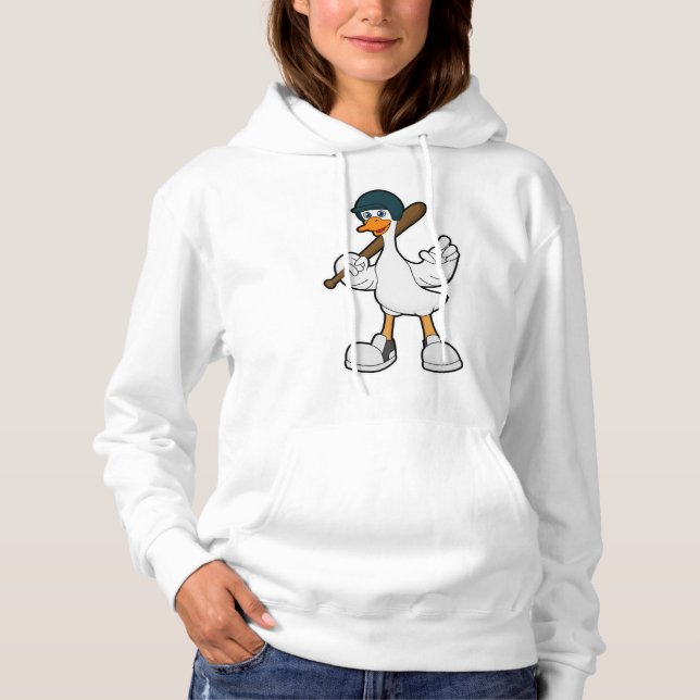 Ente im Baseball mit Baseballschläger und Helm Hoodie (Vorderseite)