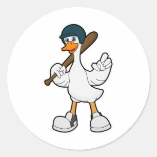 Ente im Baseball mit Baseballschläger und Helm Runder Aufkleber