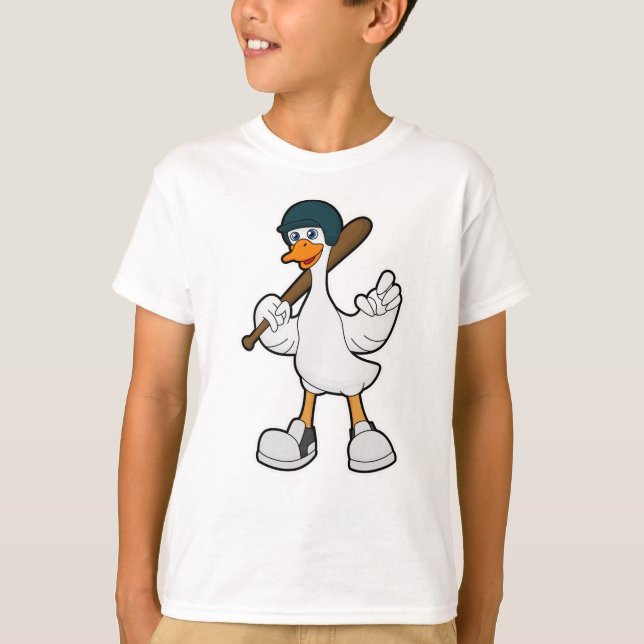 Ente im Baseball mit Baseballschläger und Helm T-Shirt (Vorderseite)