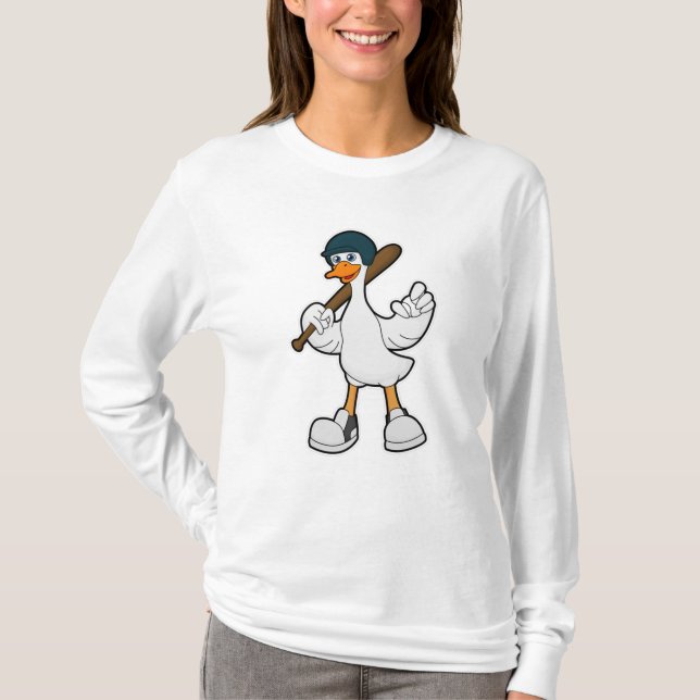 Ente im Baseball mit Baseballschläger und Helm T-Shirt (Vorderseite)