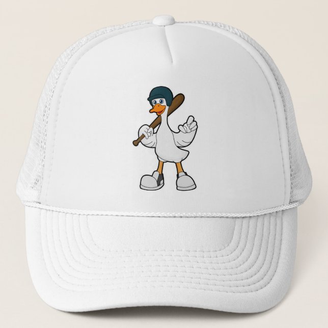 Ente im Baseball mit Baseballschläger und Helm Truckerkappe (Vorderseite)