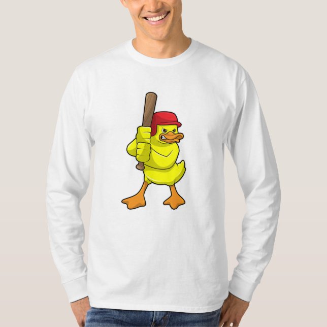 Ente im Baseball mit Baseballschläger und -kappe T-Shirt (Vorderseite)