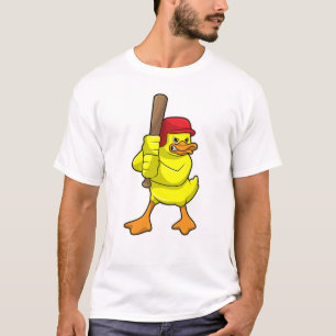 Ente im Baseball mit Baseballschläger und -kappe T-Shirt