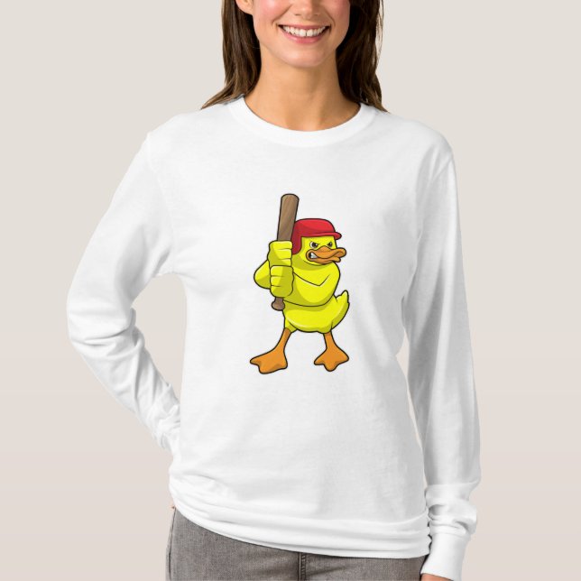 Ente im Baseball mit Baseballschläger und -kappe T-Shirt (Vorderseite)