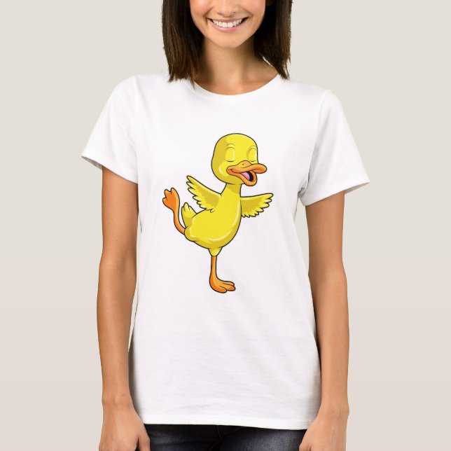 Ente in der Yoga-Fitness auf einem Leg T-Shirt (Vorderseite)