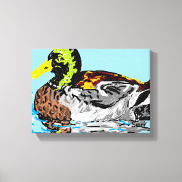 Ente in einem Teich /Small (24,00" x 16,00"), 1,5" Leinwanddruck