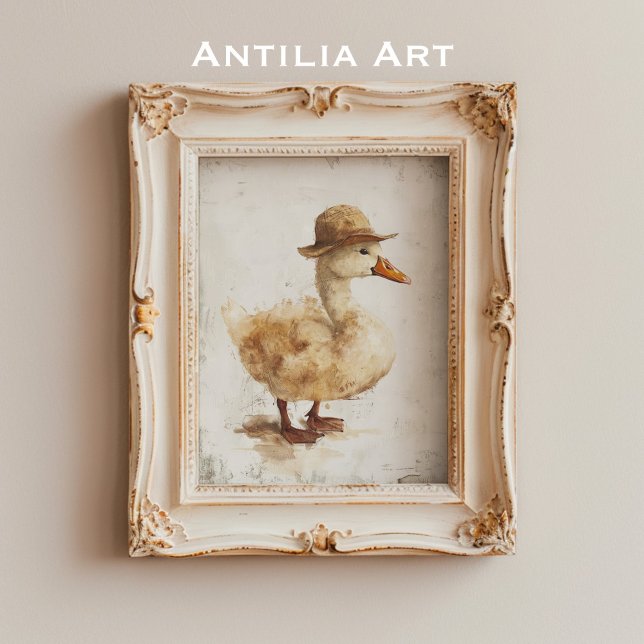 Ente in Hutmalerei Whimsical Duckling Rustikal Poster (Von Creator hochgeladen)