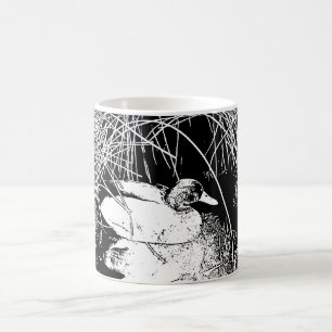 Ente in Reeds Schwarze und Weiße Seen Natur Kaffeetasse