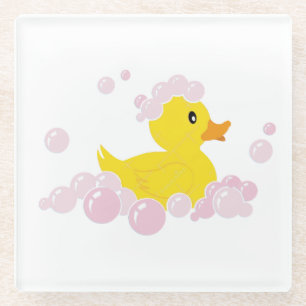 Ente in rosa Blasen Glasuntersetzer