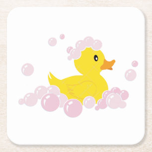 Ente in rosa Blasen Rechteckiger Pappuntersetzer
