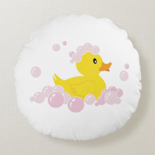 Ente in rosa Blasen Rundes Kissen