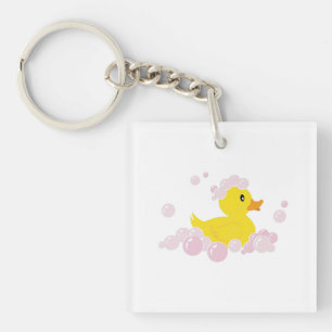 Ente in rosa Blasen Schlüsselanhänger