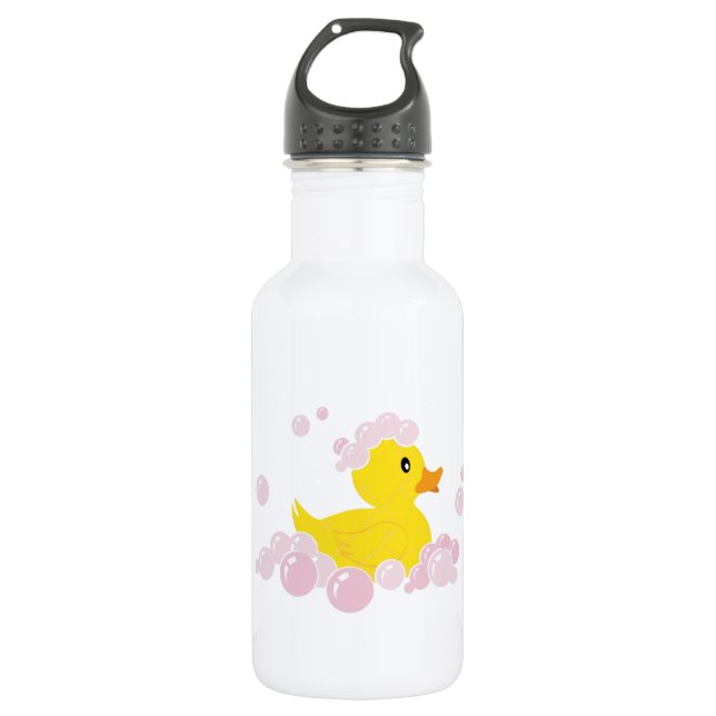 Ente in rosa Blasen Trinkflasche (Vorderseite)