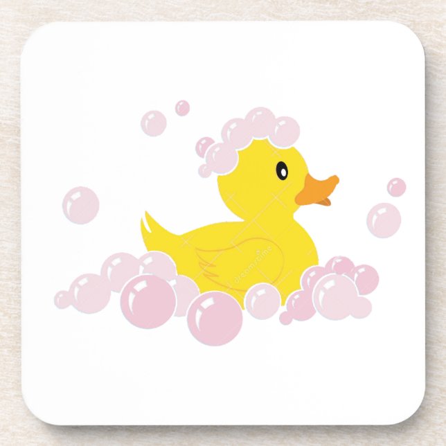 Ente in rosa Blasen Untersetzer (Vorderseite)