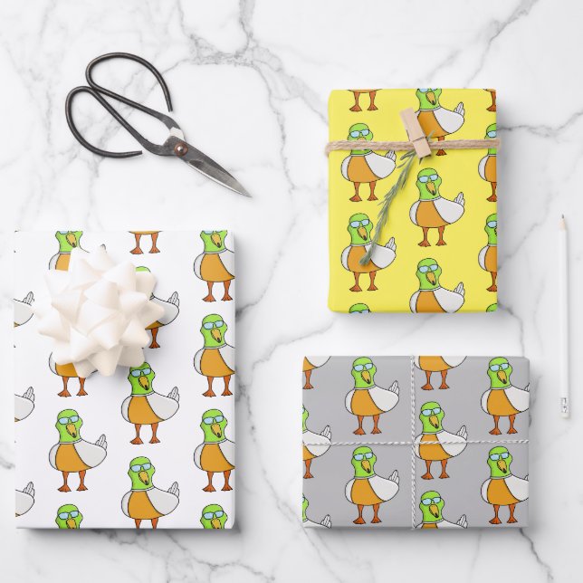 Ente mit Brille Geschenkpapier Set (Vorderseite)