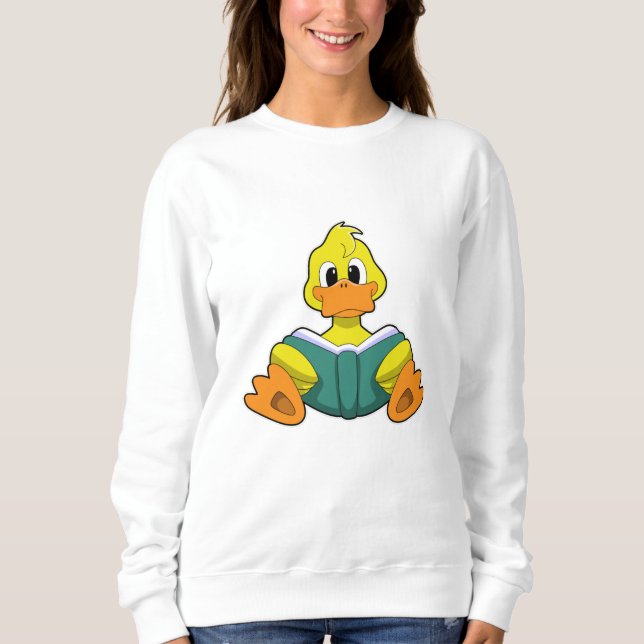 Ente mit Buch Sweatshirt (Vorderseite)