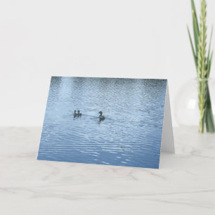 Ente mit Ducklings in einem Lake Pond blau Karte