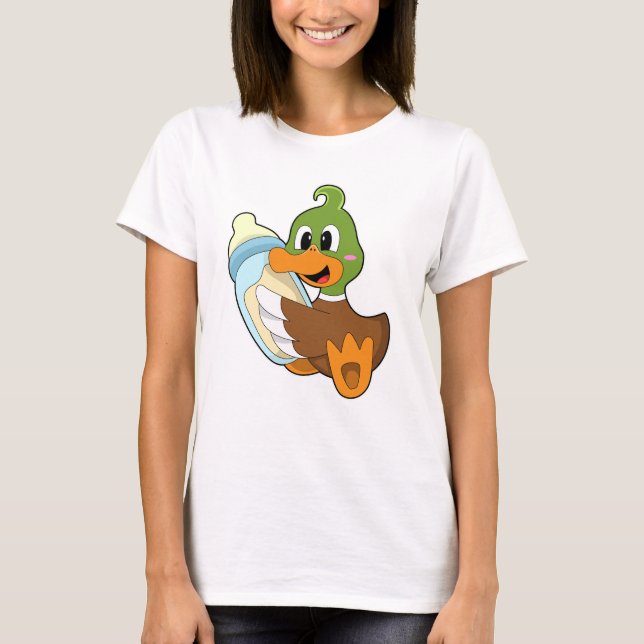 Ente mit Flasche Milch T-Shirt (Vorderseite)