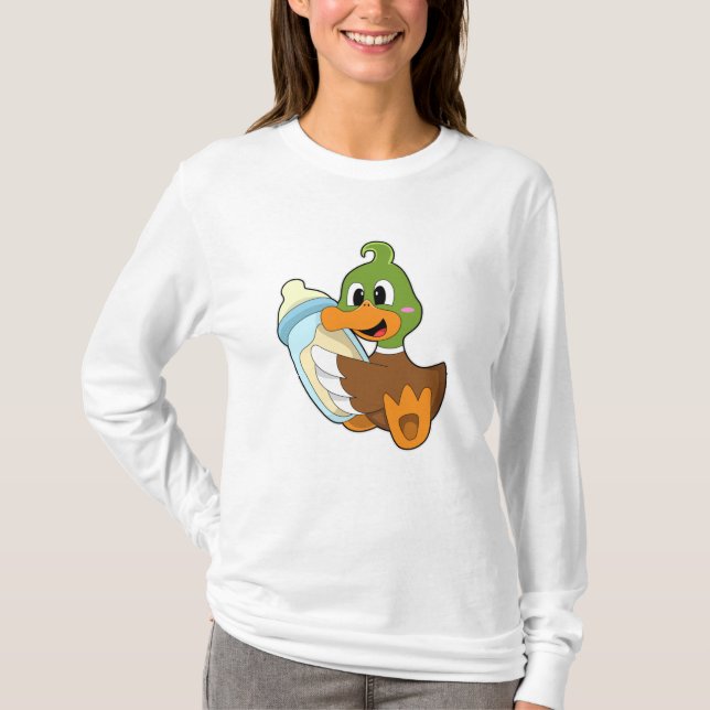 Ente mit Flasche Milch T-Shirt (Vorderseite)