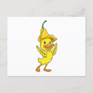 Ente mit gelber Glocke Postkarte
