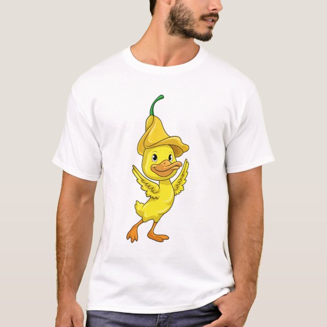 Ente mit gelber Glockenkappe T-Shirt (Vorderseite)