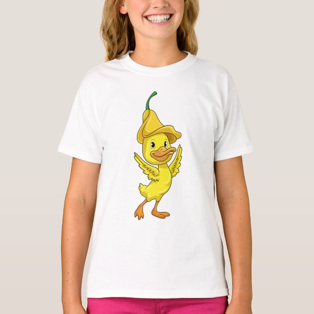 Ente mit gelber Glockenkappe T-Shirt (Vorderseite)