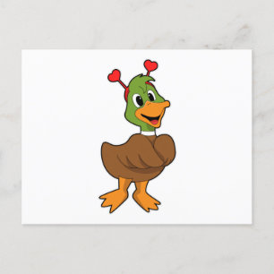 Ente mit Heart-Headband Postkarte