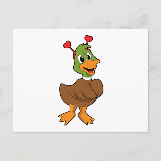 Ente mit Heart-Headband Postkarte (Vorderseite)