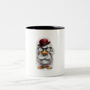 Ente mit Hut Zweifarbige Tasse