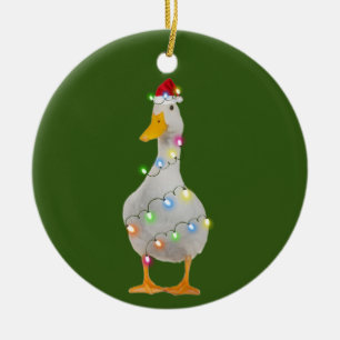 Ente mit Hutlicht Weihnachten Keramik Ornament