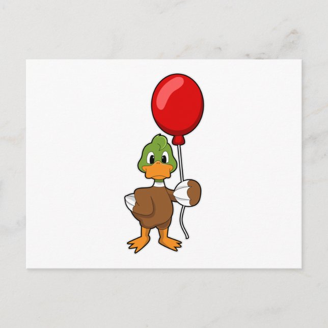 Ente mit Luftballon Postkarte (Vorderseite)