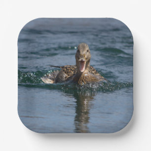 Ente mit offenem Schnabel Papierplatten Pappteller