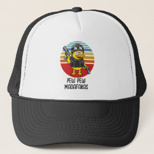 Ente mit Pistolen Crazy Vintage, Pew Pew Madafakas Truckerkappe