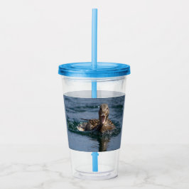 Ente mit Schnabel offen Acryltrinkbecher