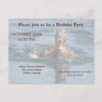 Ente mit Schnabel offen Einladungspostkarte