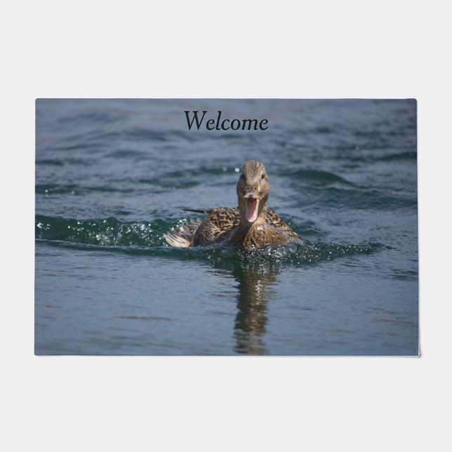 Ente mit Schnabel offen Fußmatte (Vorderseite)