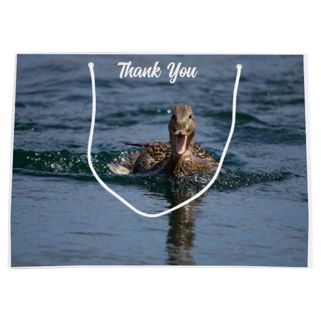 Ente mit Schnabel offen Große Geschenktüte (Vorderseite)