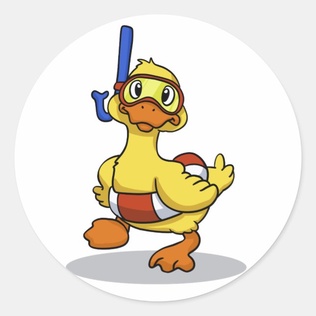 Ente mit Schnorchelmaske | Farbe wählen Runder Aufkleber (Vorderseite)